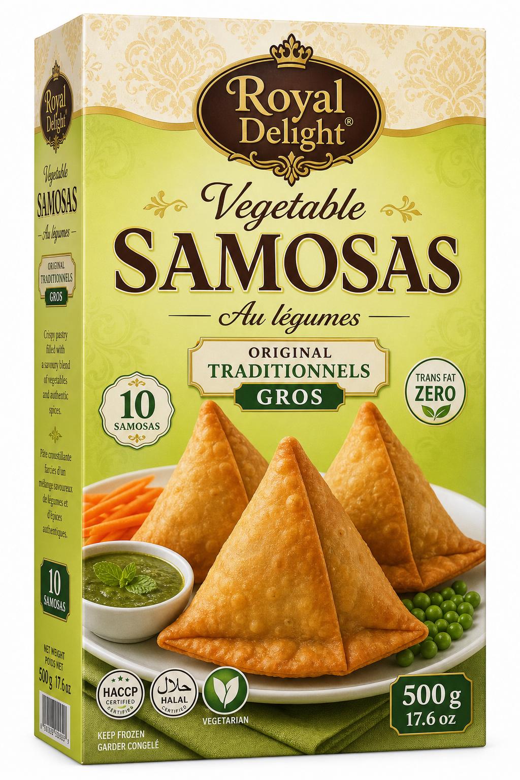 Royal Delight Large Vegetable Samosas packaging